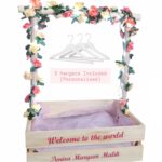 Baby Girl Crate With Pink Flowers & Lights - 3 Personalised Hangers Included