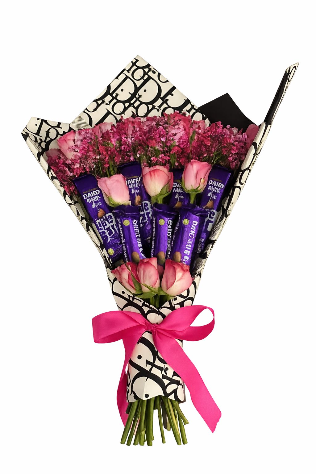 Chocolate Bouquet With Fresh Roses