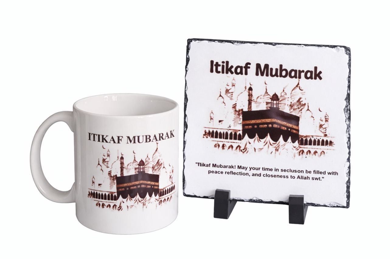 Itikaf Mubarak Mug & Slate Set (2) Itikaf Mubarak Mug & Slate Set - Image 1