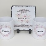 Wedding Couple, 2 Mug & Slate Set - Pink Florals